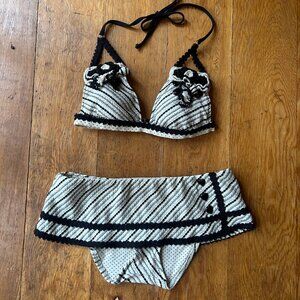 Vintage Betsey Johnson Parasol Skirted Bikini Set